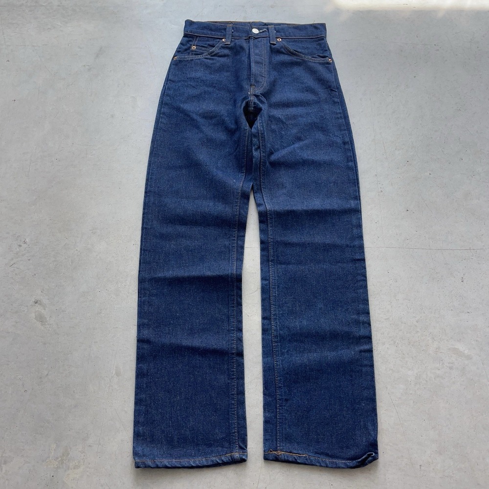 Vintage 70s Levis 20502-0217 Button Fly Dark Wash Raw Denim Jeans 28x30 (27x30)